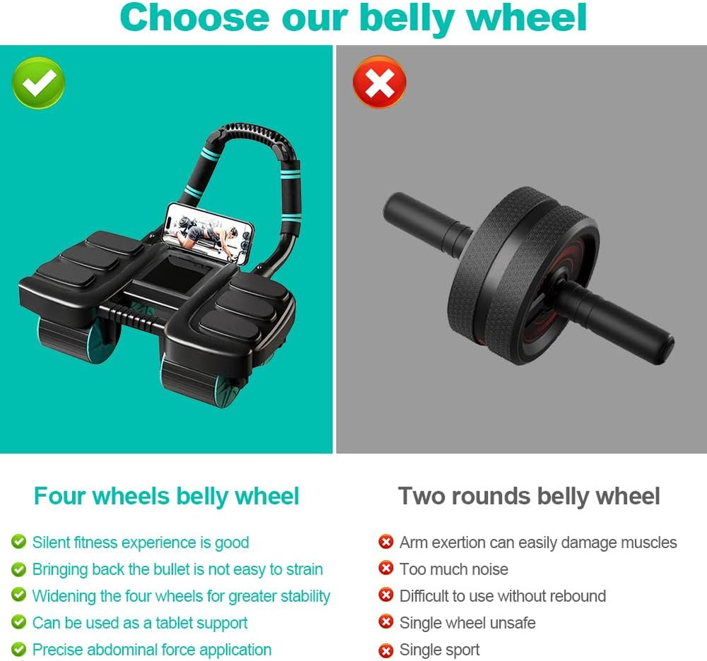 2025 New Automatic Rebound Ab Roller Wheel with Elbow Support & 4-Wheel Design -