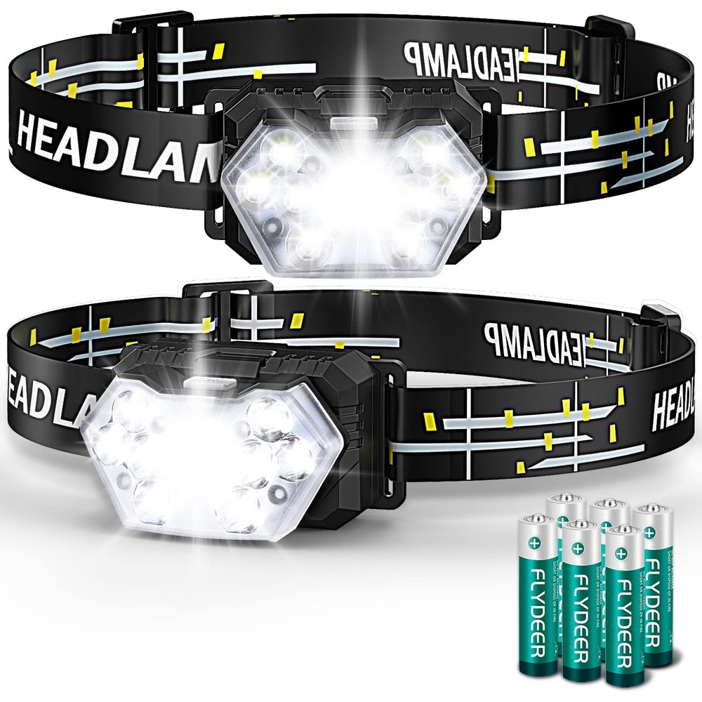 Eirnvop 2000 Lumen 9 LED Headlamp 2 Pack, Ultra Bright Head Lamp 2-Pack, AAA