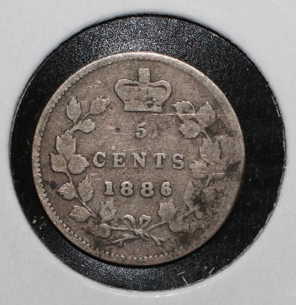 1886 Canada 5 Cent Silver Coin - 03971