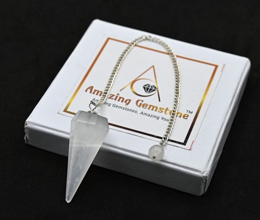 Selenite Dowsing Crystal Pendulum