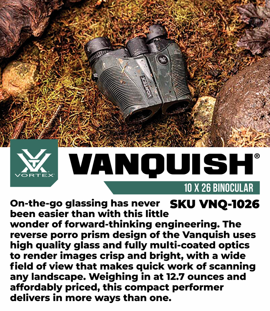 Vortex Optics Vanquish 10x26 Reverse Porro Prism Binocular with CF Hat Bundle