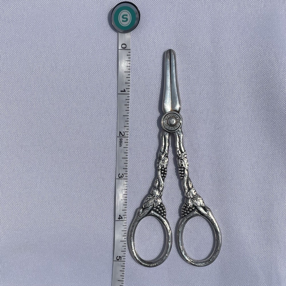 Vintage Mema Sweden Silver Plated Grapevine Small Sewing Scissors