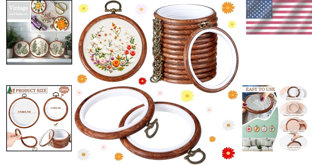 Cross Stitch Hoops Set - Circle Frame Kit for Crafts