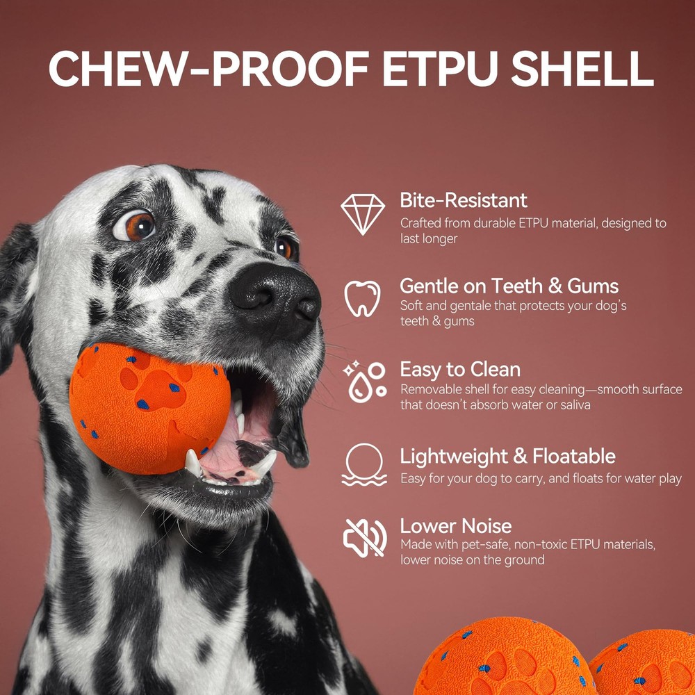 Interactive Dog Toy, Smart Moving Ball with 2 Play Modes, E-TPU Material, USB...