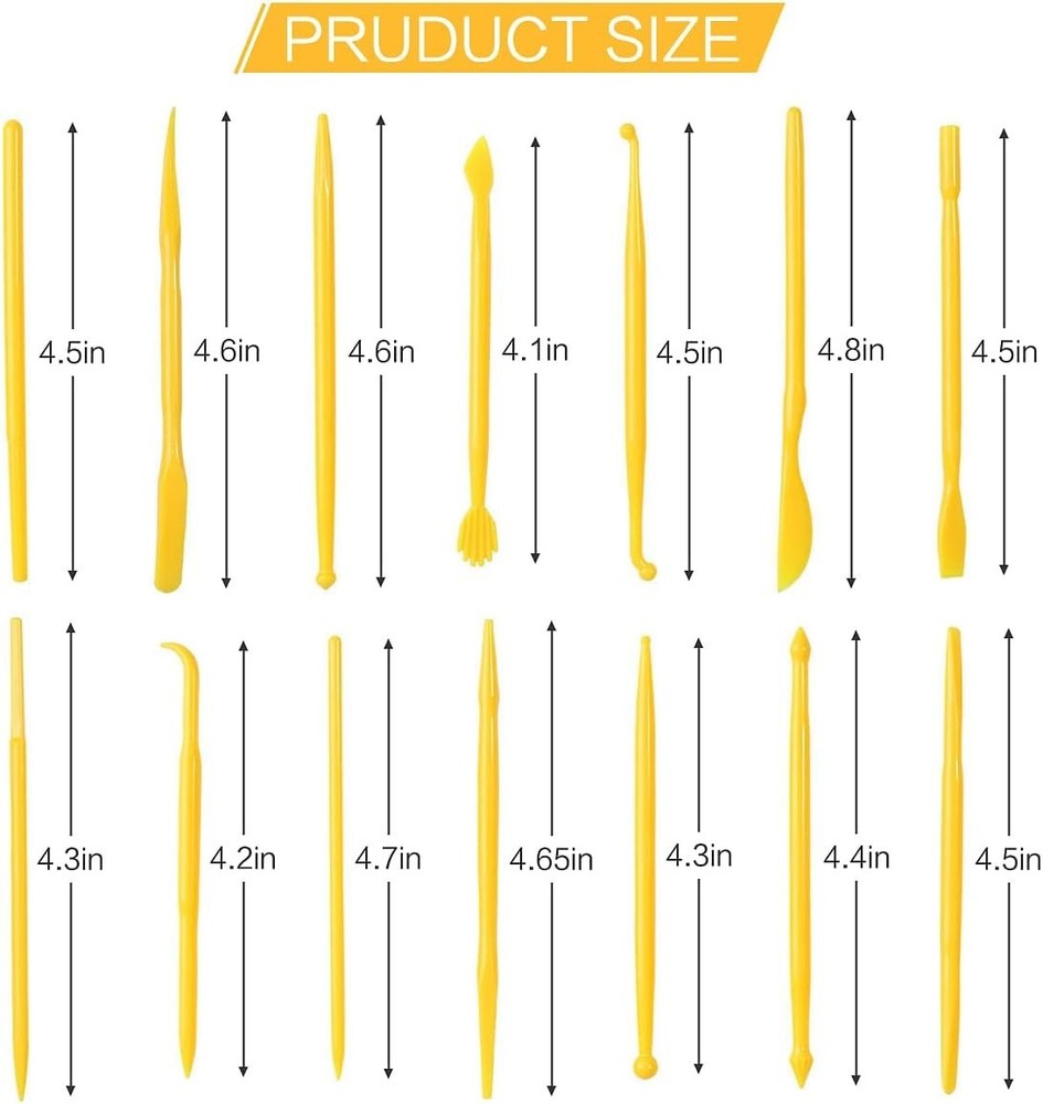 Pottery Modeling Tools Set, 14 Plastic Carving Instruments for Creative Projects