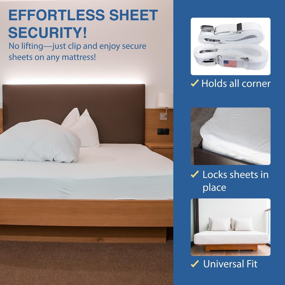 Ultimate Bed Sheet Holder Straps for All Sizes Keeps Sheets Tight and Smooth