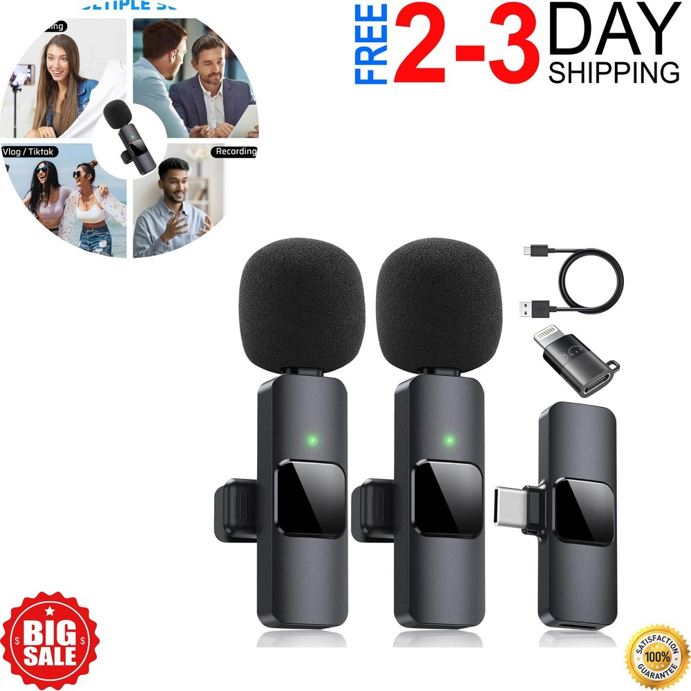 Dual Wireless Lavalier Microphone Camera/iPhone/Android/GoPro Professional Lapel