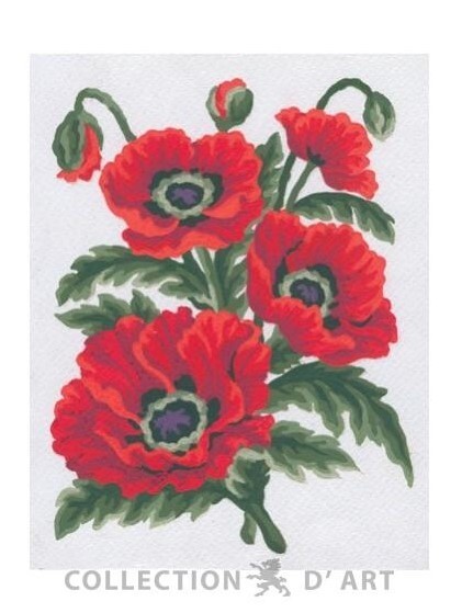 "Poppies" Printed Needlepoint Tapestry Kit 3354K