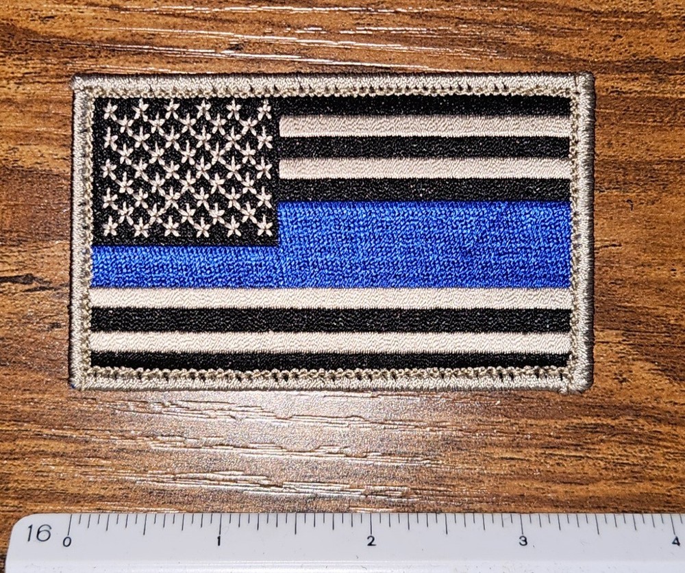 Thick Blue Line US Flag Velkro Back Tactical Uniform Morale Patch