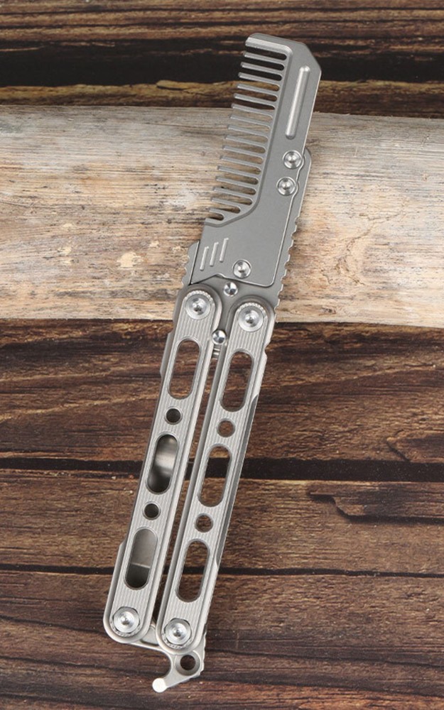 Hot Outdoor Titanium Pocket Folded Comb Replaceable Blade Portable Practice Tool