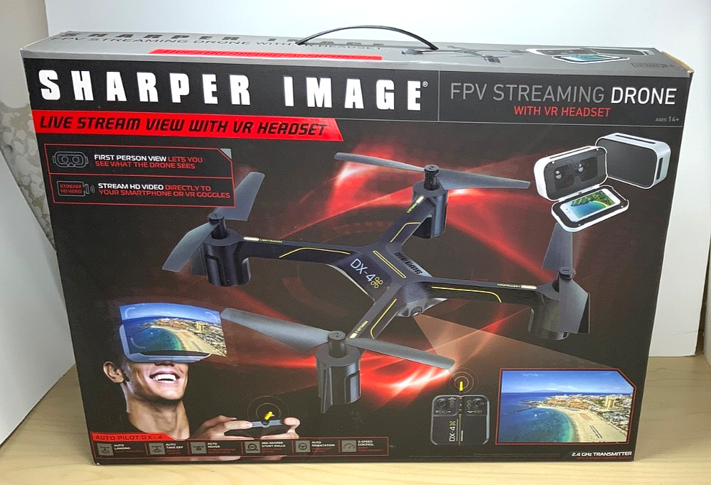 Sharper Image DX-4 FPV Streaming Drone HD Camera VR Headset 450ft Range