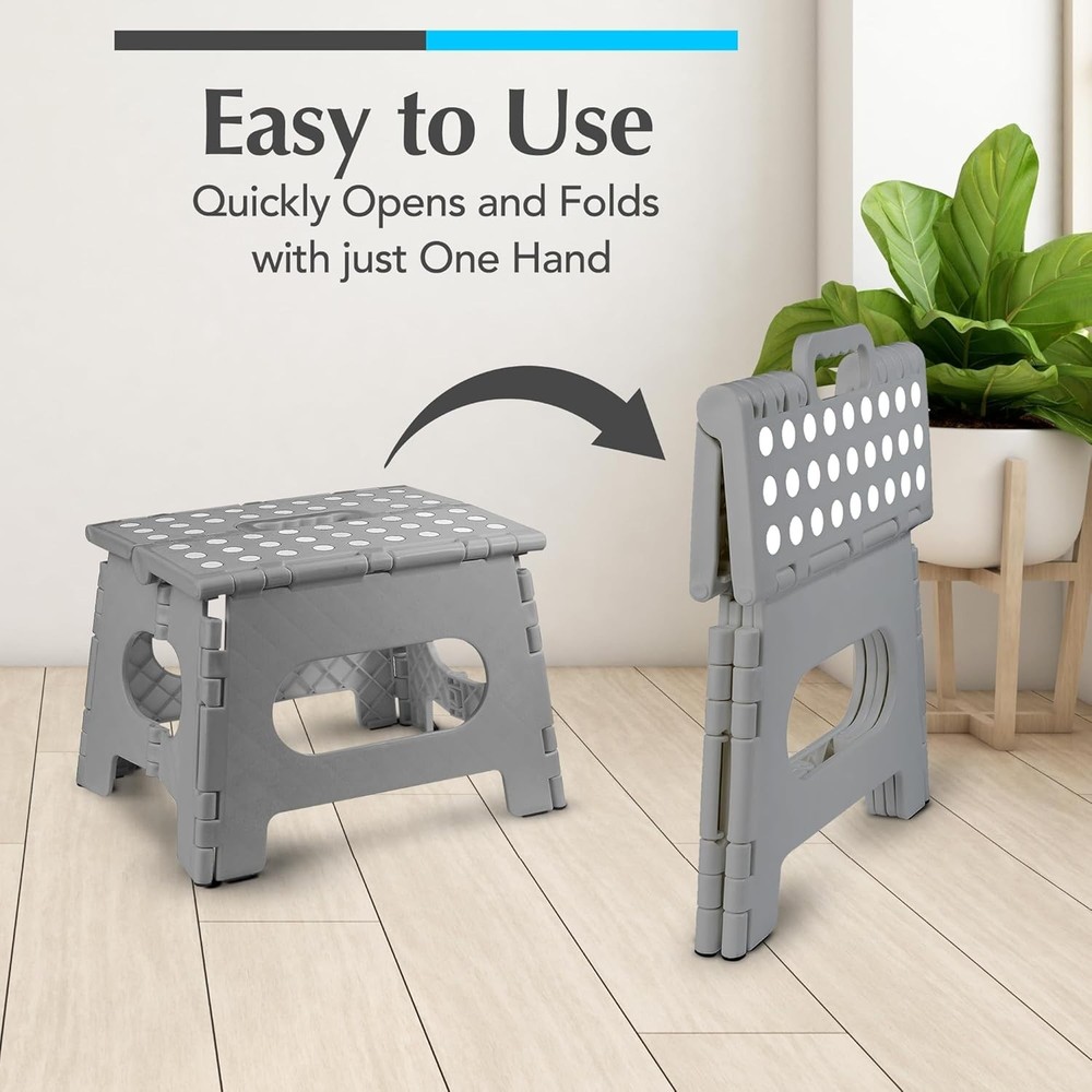Compact Folding Step Stool - Supports 300 lbs, Ideal for Kitchen and Bathroom