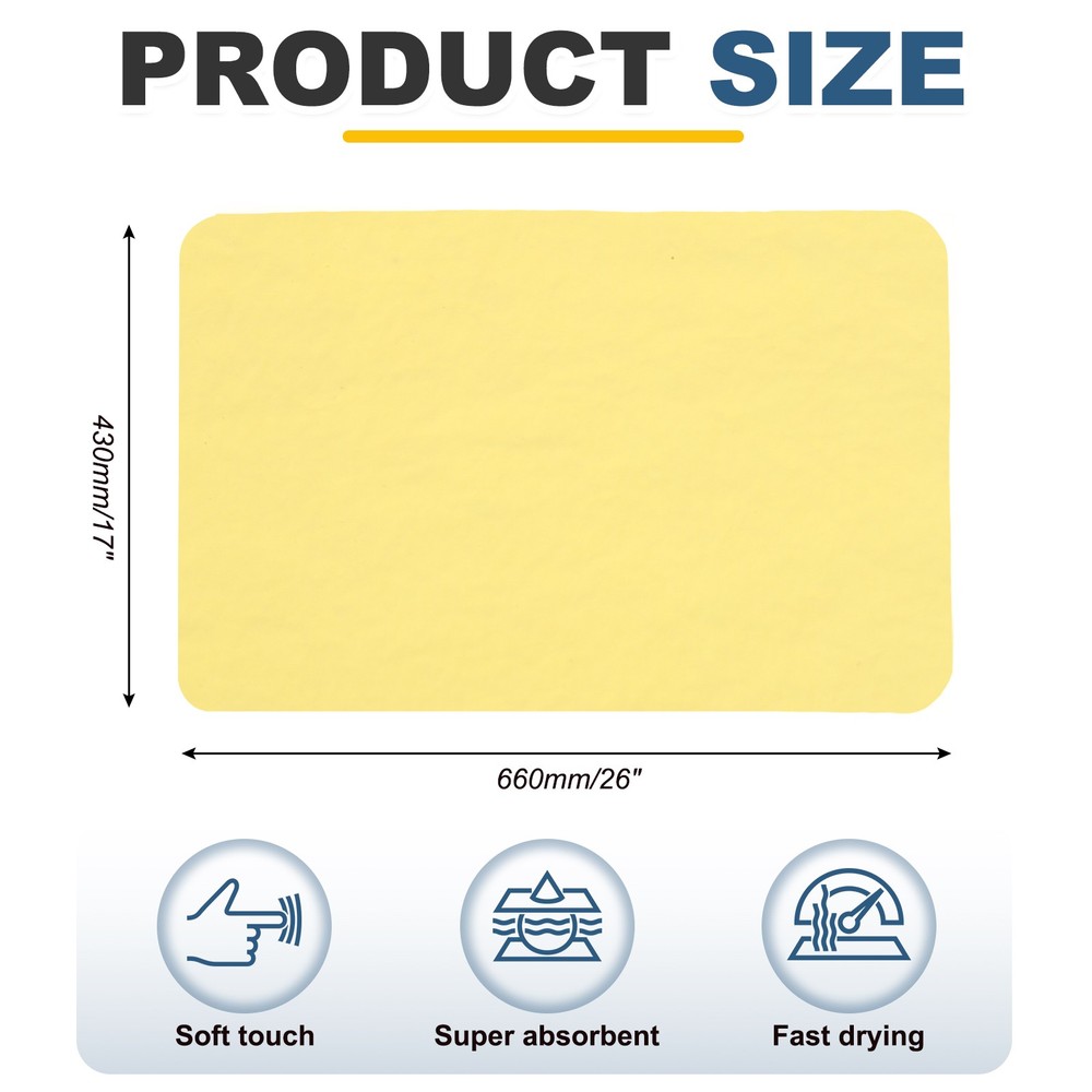 Microfiber Car Cloth, 66x43cm, for Shammy, Yellow