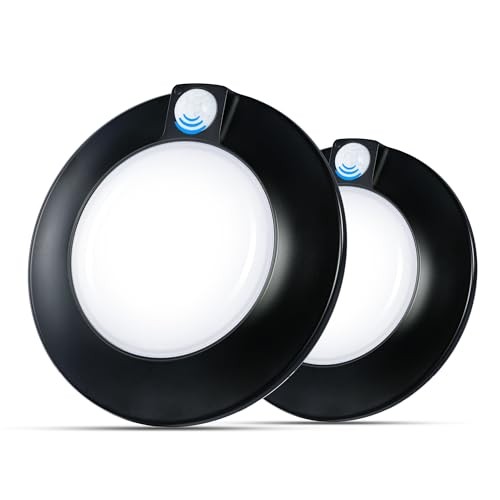 [2 Pack] Motion Sensor Ceiling Light Indoor,120V CRI90 10W Black | 2 Pack