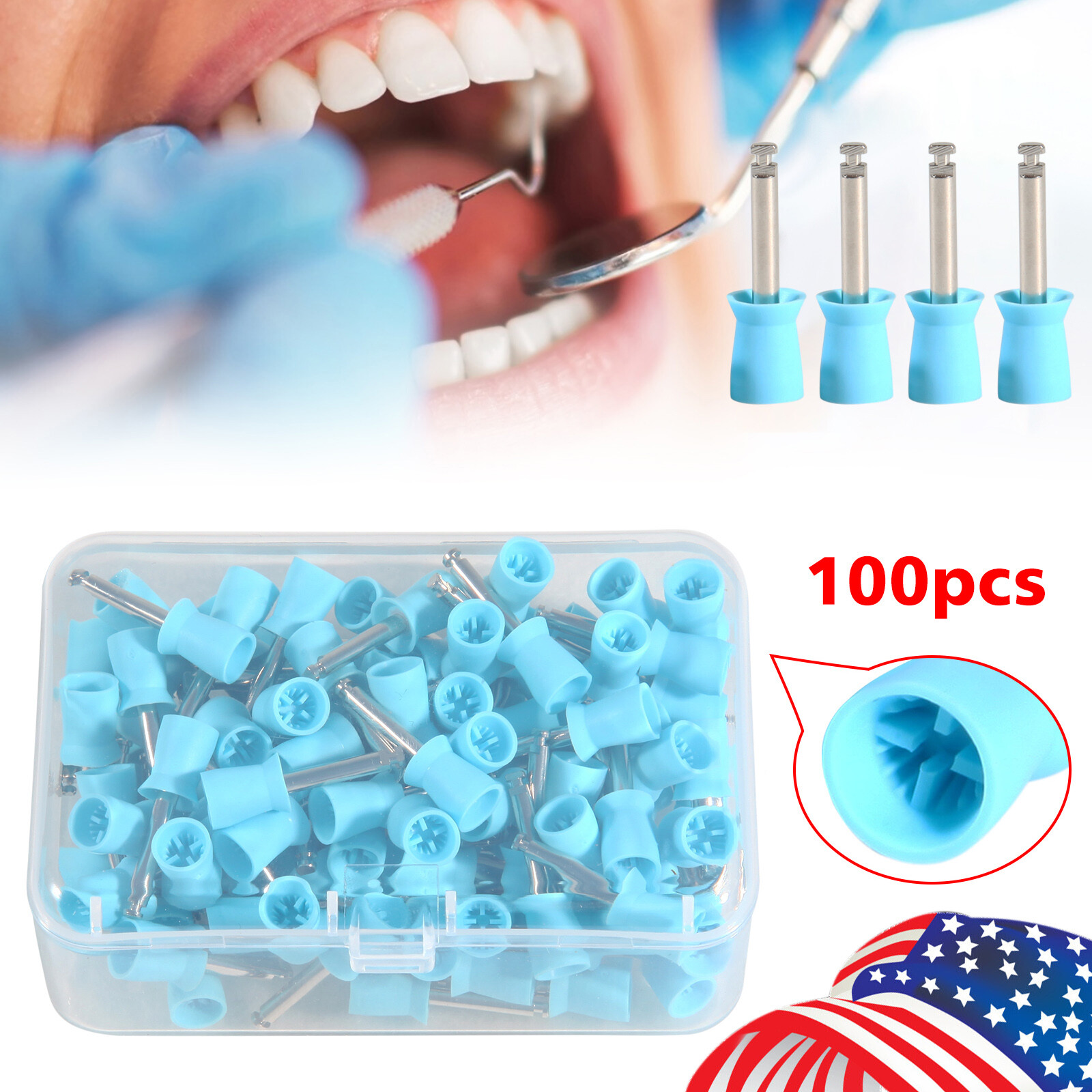 1000pcs Dental Rubber Prophy Tooth Teeth Polish Polishing Cups Latch Type Brush