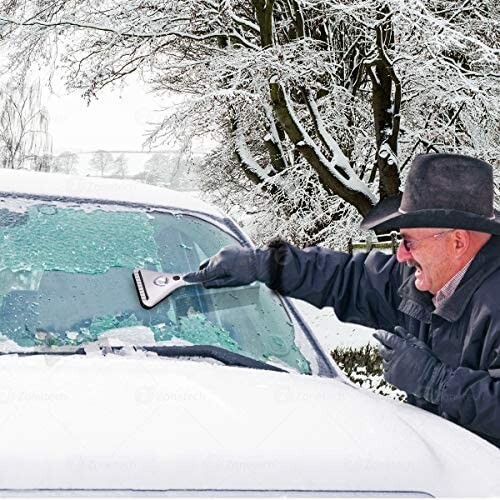 Zone Tech 12V Heated Electric Car Window Snow Ice Scraper Extendable LED Light