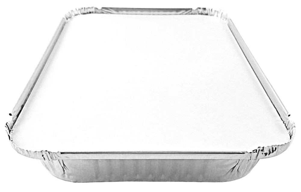4 lb. Oblong Aluminum Entrée / Dinner Take-Out Pan w/Board Lid 50/PK