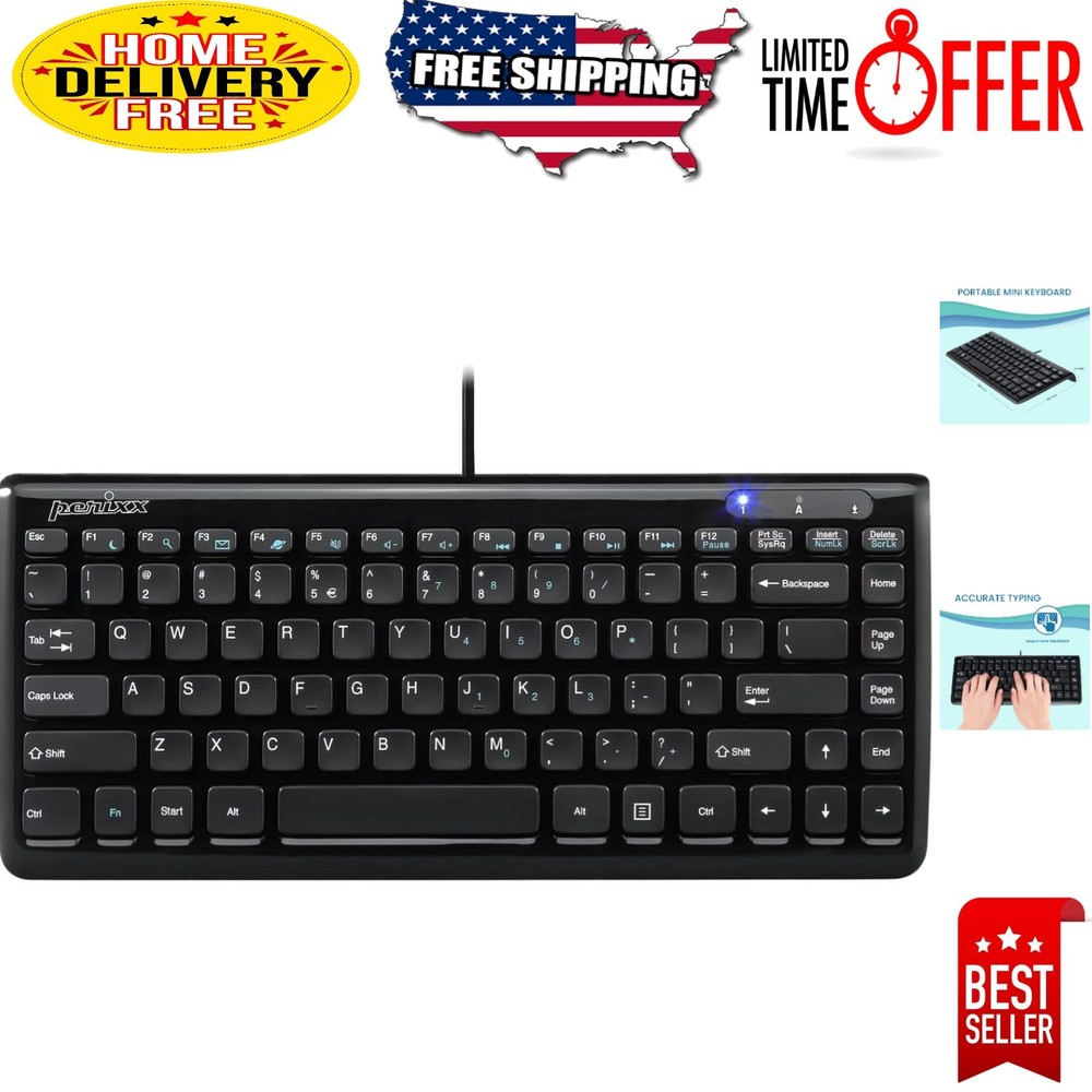 Durable Glossy Black USB Mini Keyboard - Simple Plug and Play Convenience