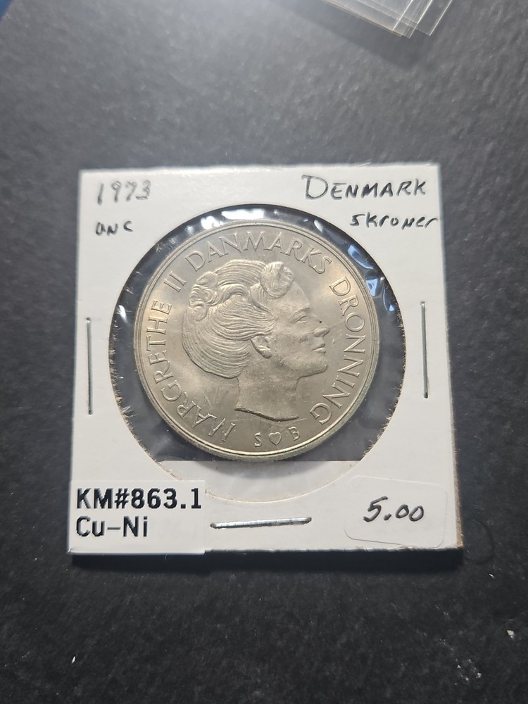 1973 Denmark 5 Kroner Coin (KM. #863)