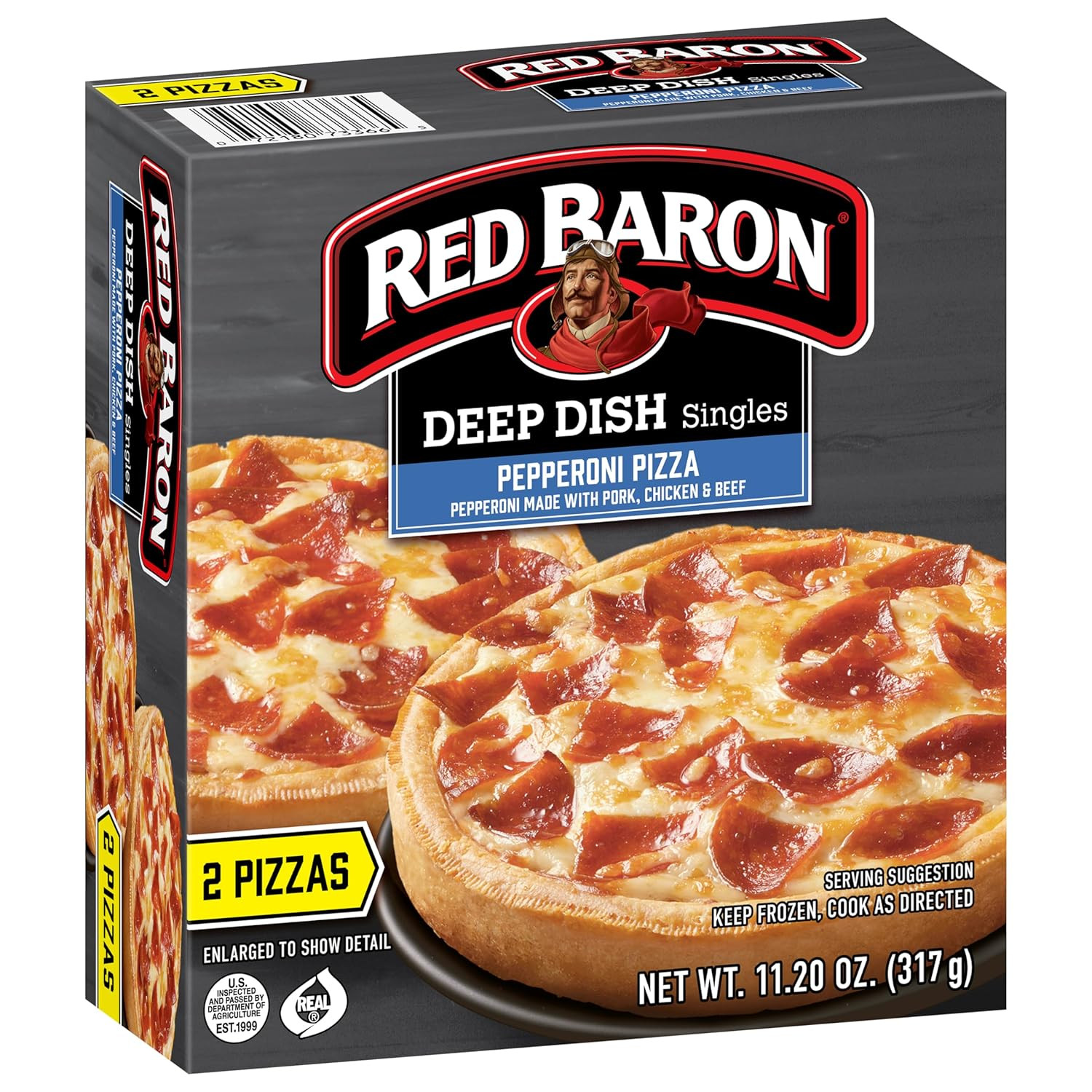 Red Baron Deep Dish Singles Pepperoni Pizza, 11.2 Oz (Frozen)