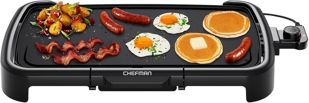 XL Electric Griddle with Nonstick Surface and Removable Temperature Control