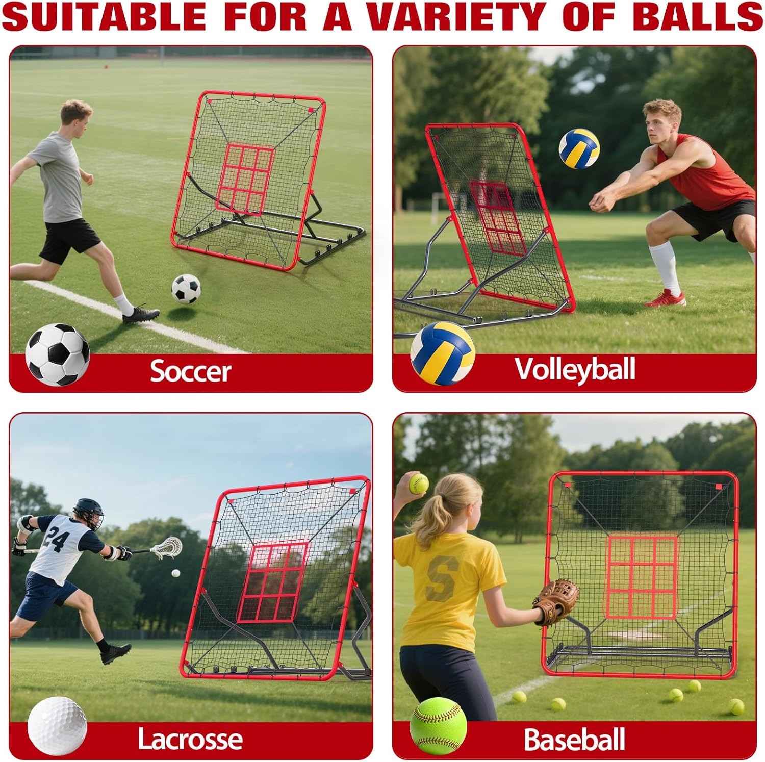 Baseball Rebounder Net 4x4.5ft Pitching Batting Net Fielding Trainer for Hitting