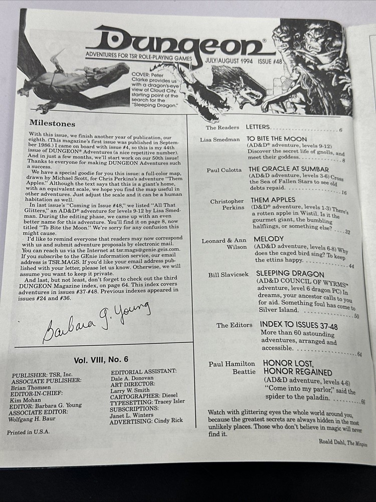 Dungeon Magazine Issue #48 with Poster Insert