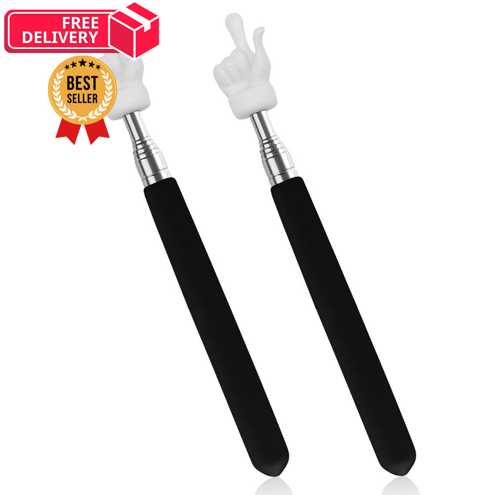 2Pcs Telescopic Teachers Pointer, Extendable Hand Pointer Finger Black
