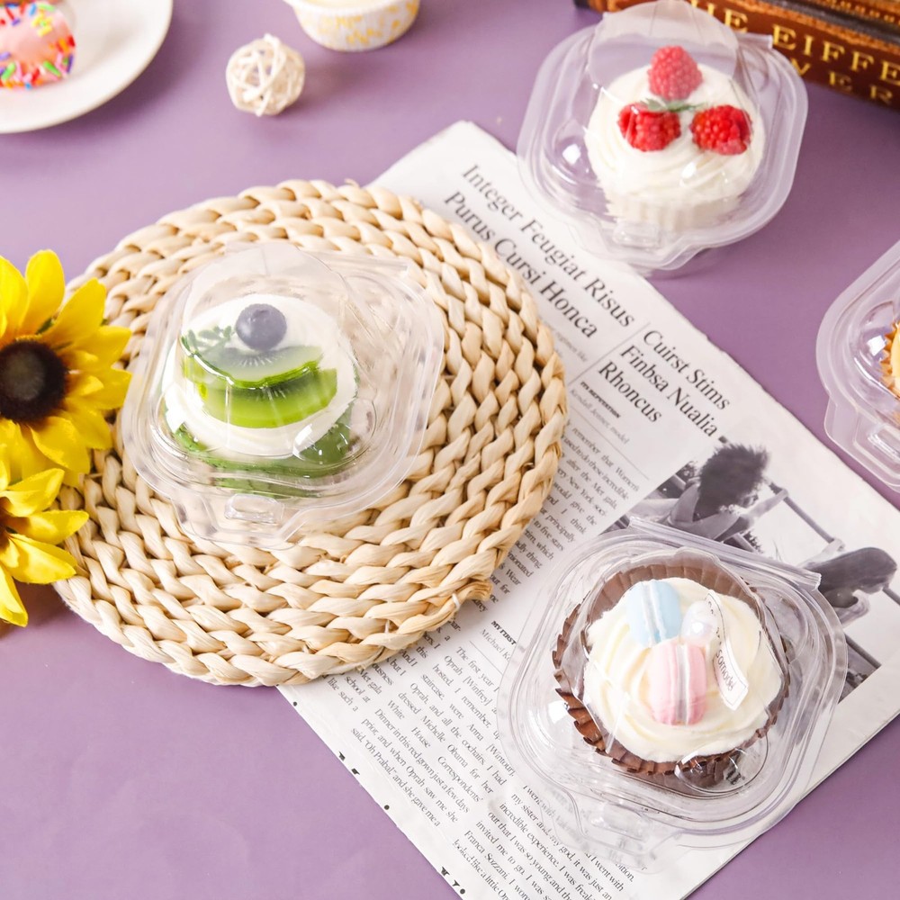 120 Pack Individual Cupcake Containers Plastic Cupcake Boxes Cupcake Holders ...
