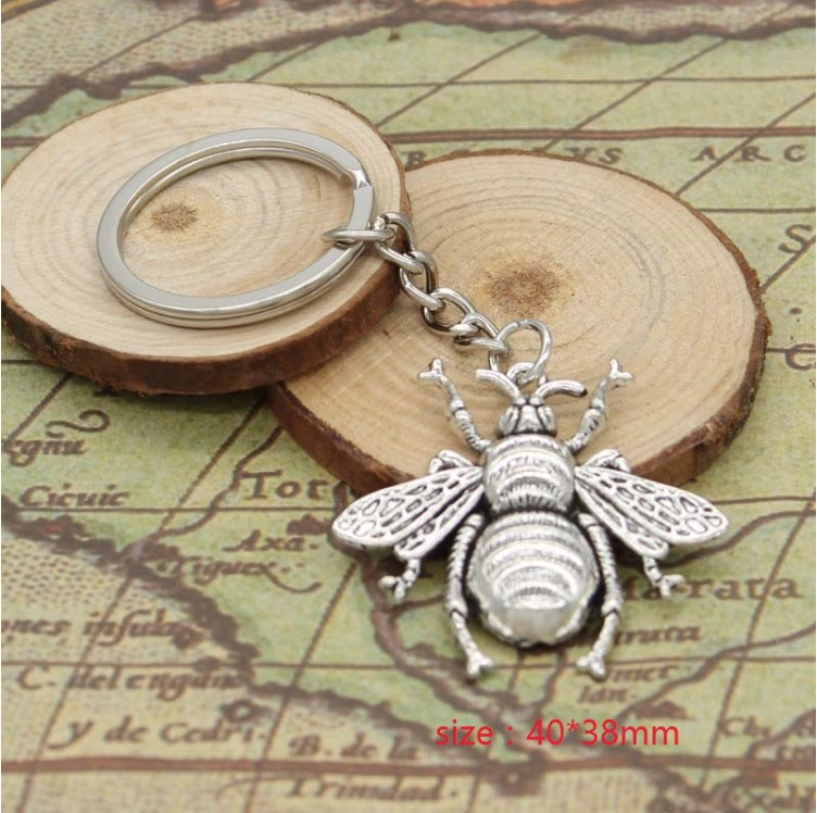 Bee Fly Bombi Keychain in Metallic Silver