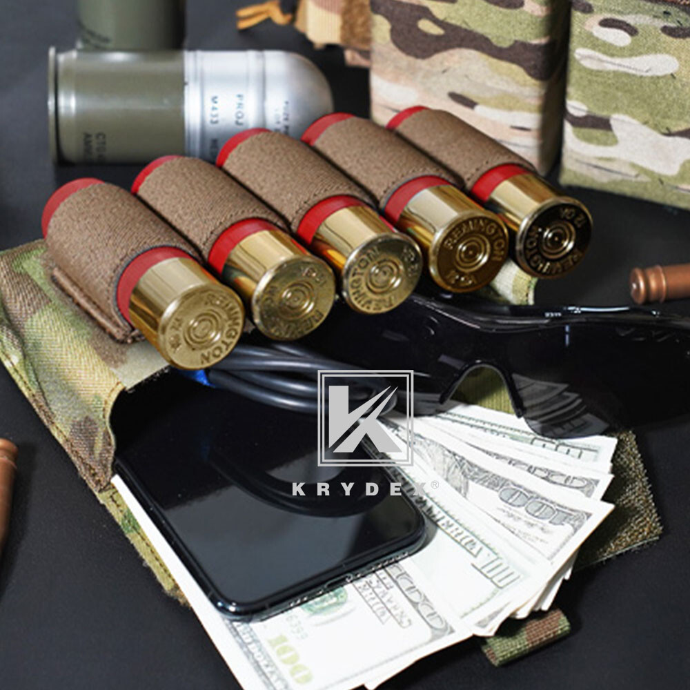KRYDEX Tactical Shot Shell Ammo Pouch Removable Elastic Pack MOLLE / Belt Mount