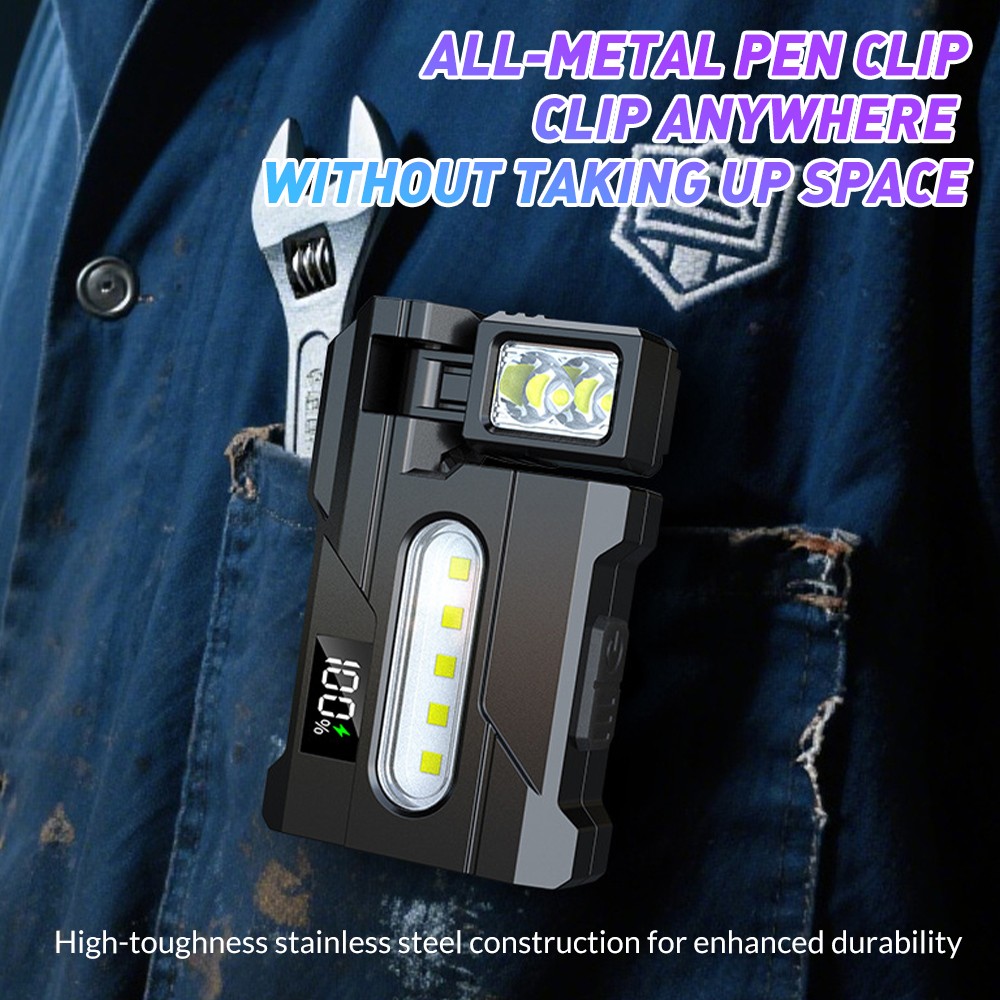 Portable Mini Pocket LED Flashlight Magnetic USB Rechargeable Torch Light Work