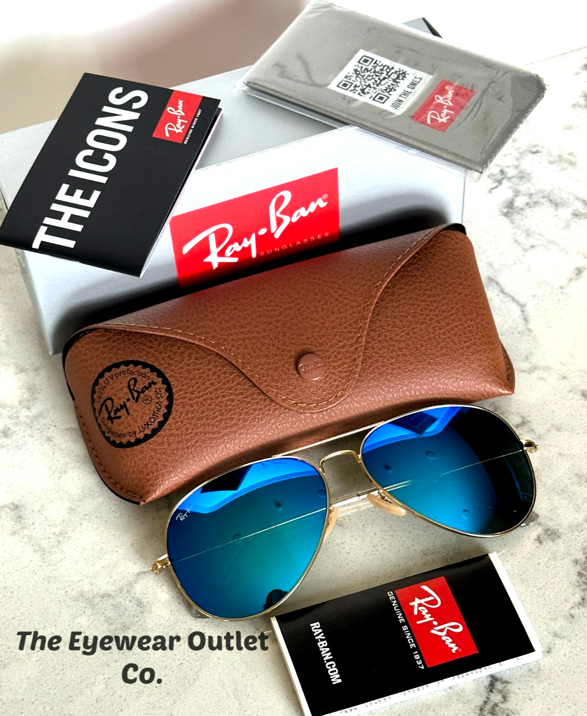 Store Display Rayban Aviator Blue Mirror RB3025 Standard 58 /Large 62 Men Women