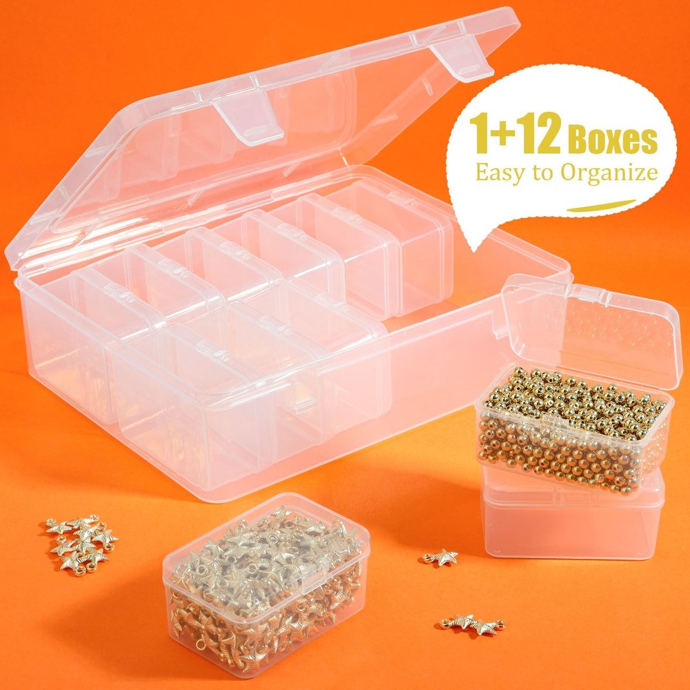 Mathtoxyz 2PCS Bead Organizers and Storage Box, Medium Size Case Plastic Cont...