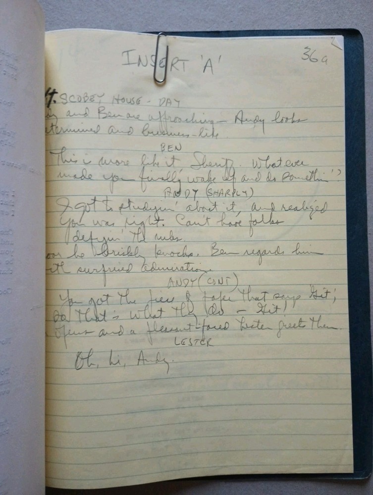 Original ANDY GRIFFITH SHOW TV SCRIPT 'Andy Forecloses' + Handwritten Notes