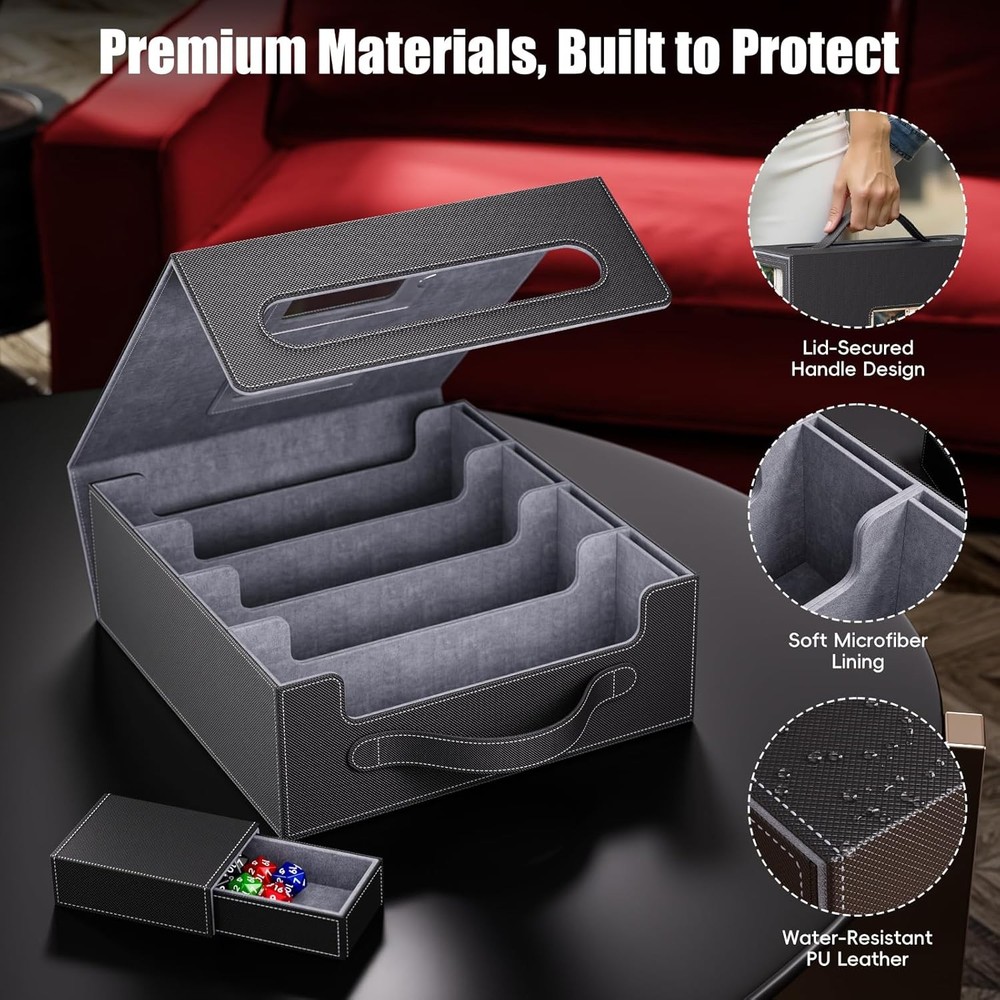 3500+ Trading Card Storage Box Case for MTG Commander TCG Toploader with Handle