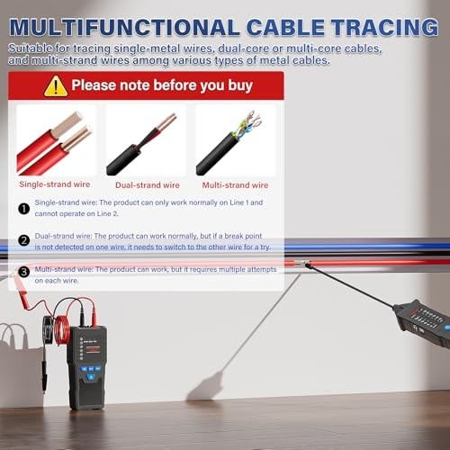Underground Wire Locator, Cable Tracker 2M Depth 1000ft Range, 110-220V AC/DC,