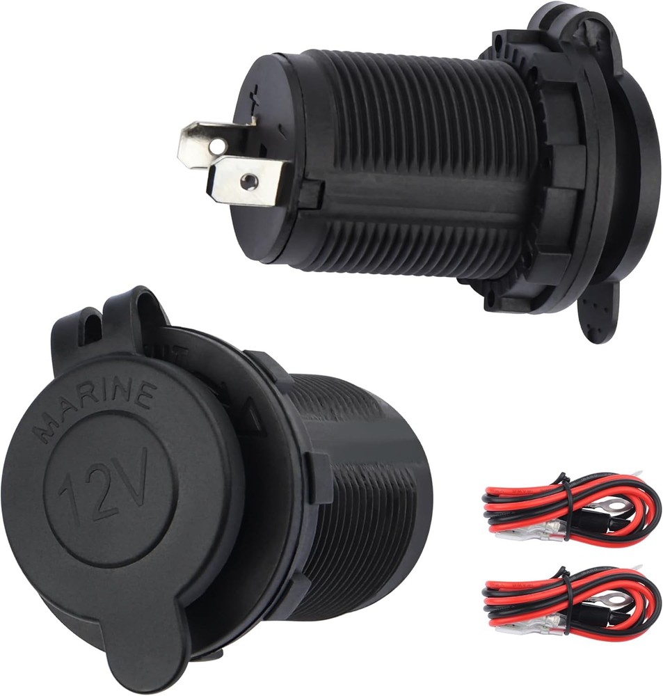 2PCS 12V Cigarette Lighter Socket,Waterproof Cigarette Lighter Plug 12V Outlet f