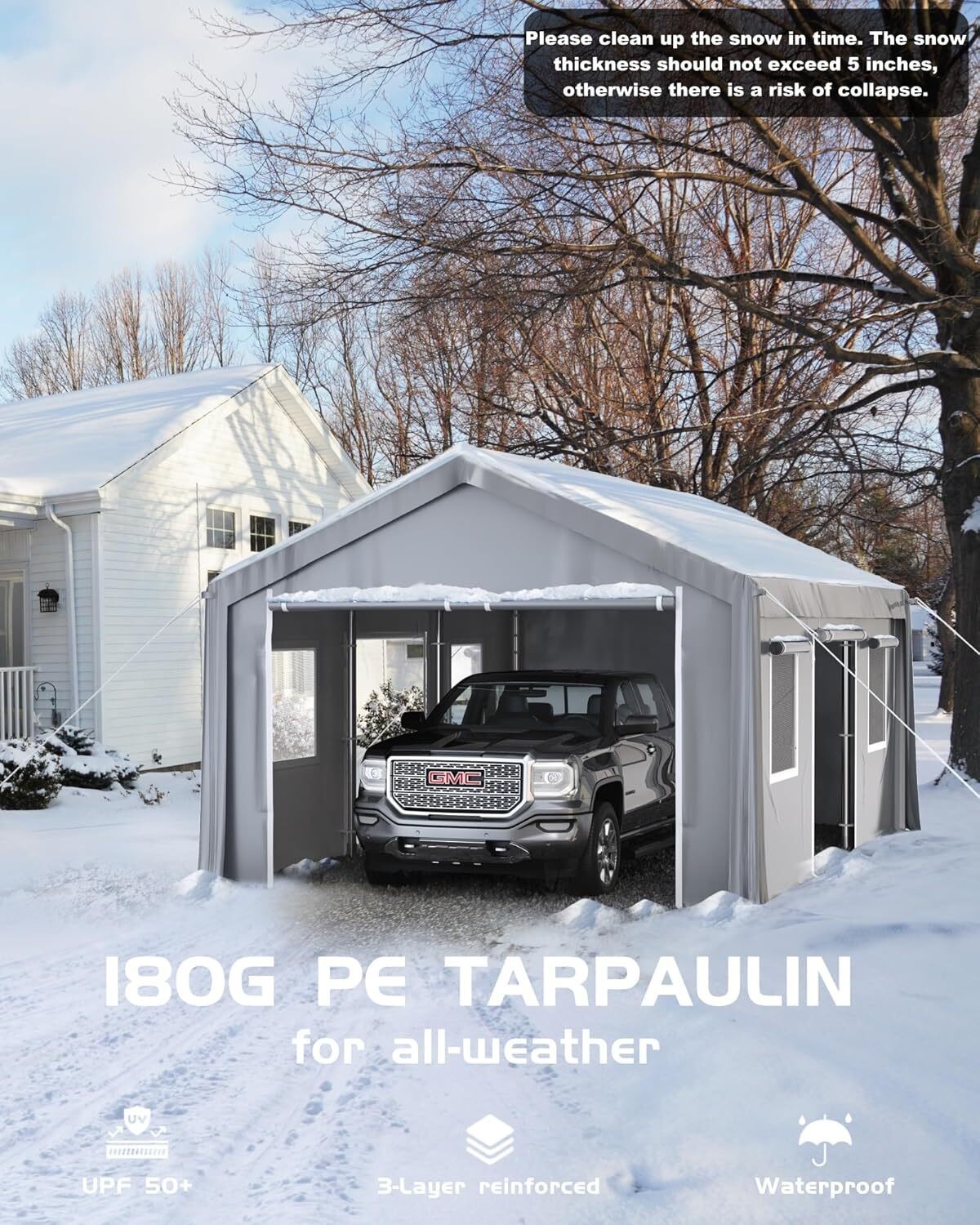 13'x20' Heavy Duty Carport Portable Garage, Outdoor Car Port with PE All-Season