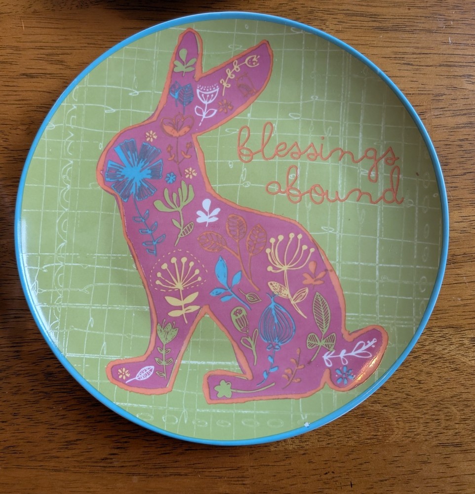 Certified Int'l AMYLEE WEEKS EASTER BUNNY Rabbit Blessings Abound dessert plates