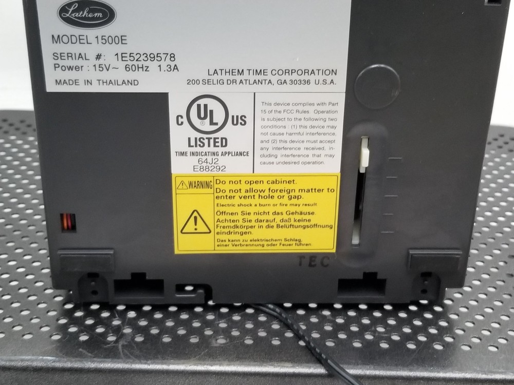 Lathem 1500e Atomic Time Clock with Power Adapter