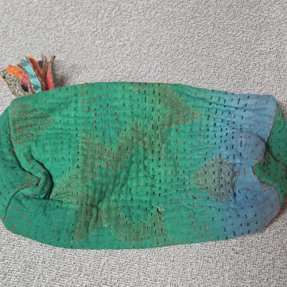 Green Blue Multicolor Kantha Pouch #47