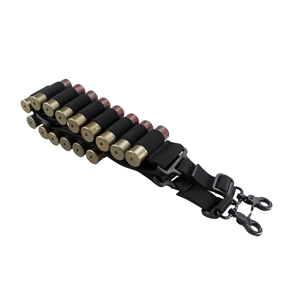 US Tactical 15 Rounds Shotgun Shell Holder Gun Sling 12GA Bandolier Ammo Carrier