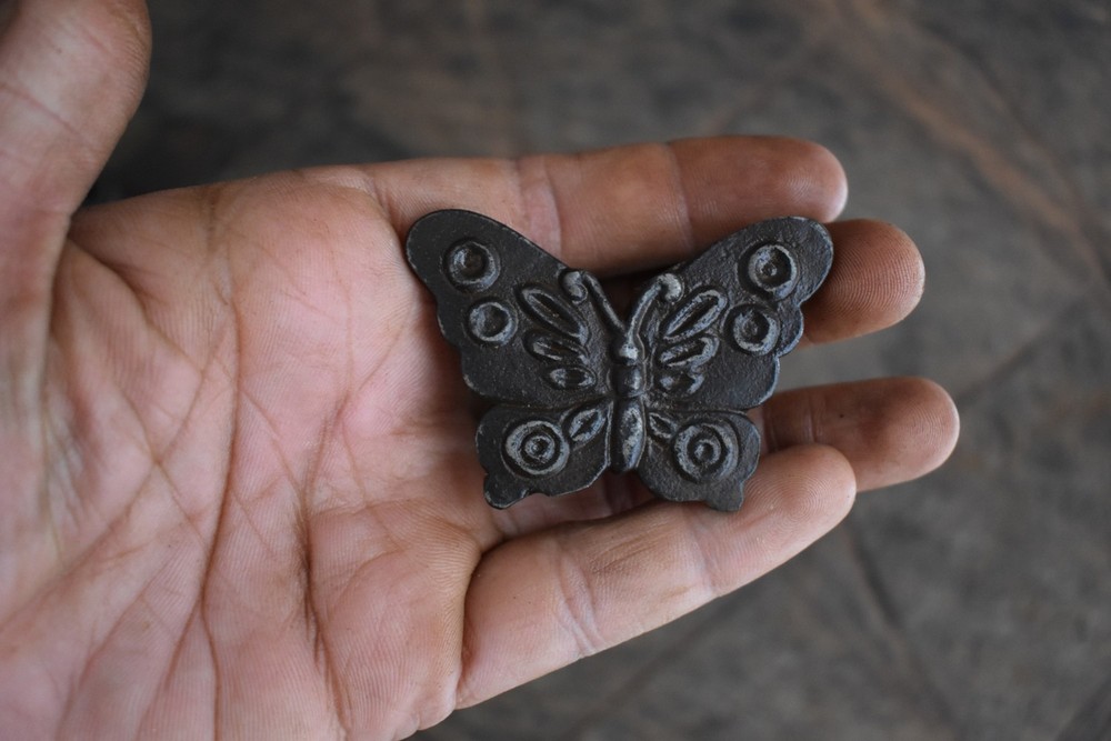 Iron door knobs Vintage Butterfly cabinet drawer handles pull rustic hardwr 6pc