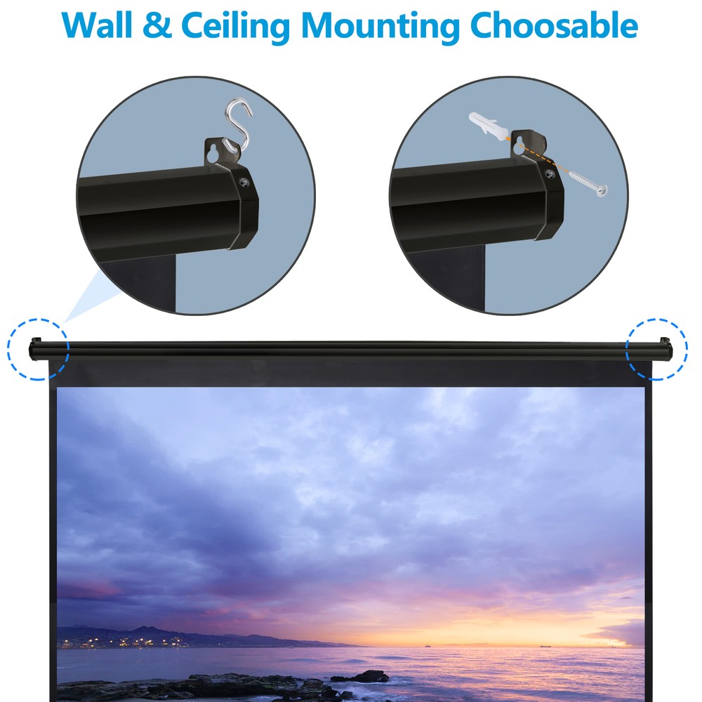 Home Office 100" 16:9 HD Projection Screen Retractable Pull-down Projector Scree