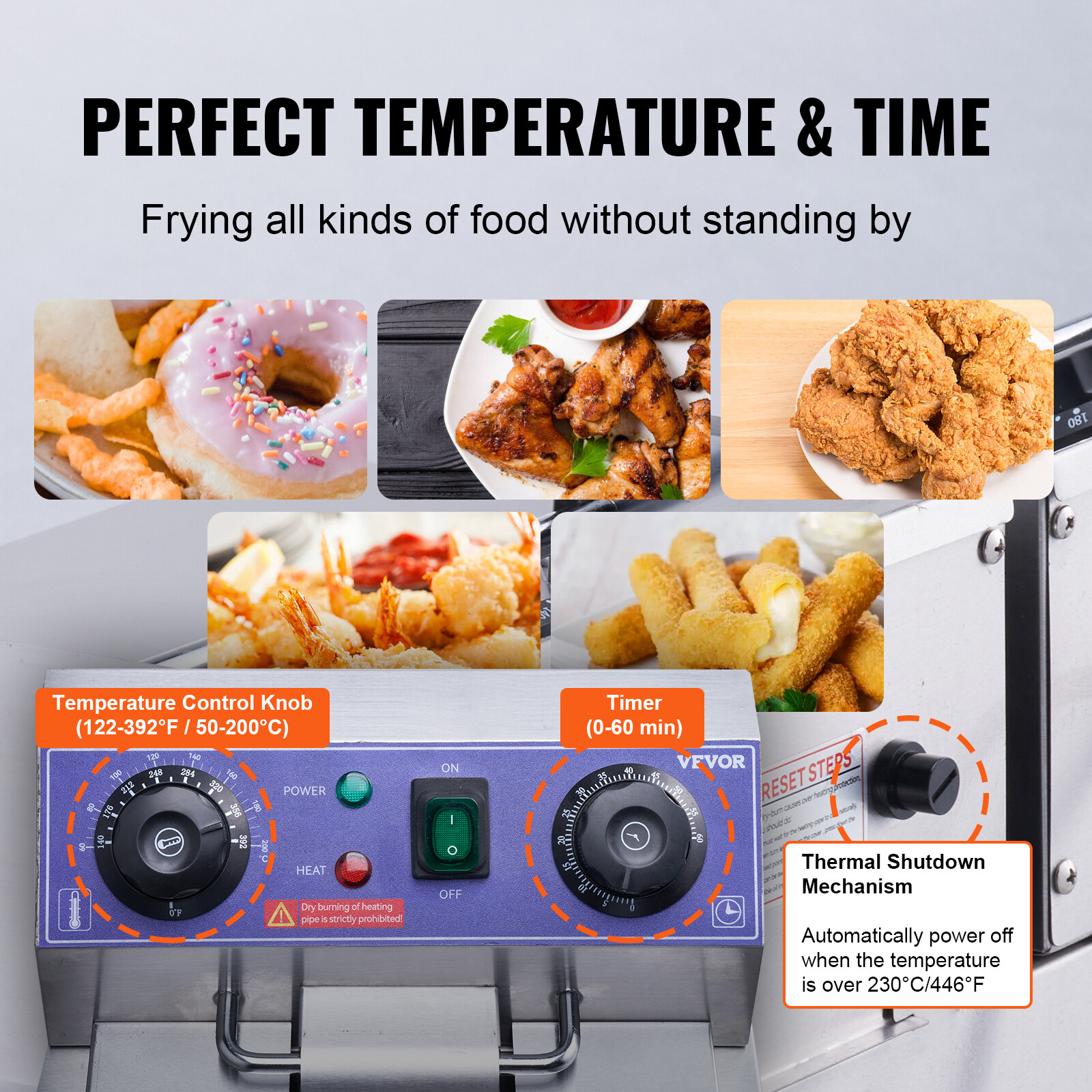 22L Commercial Electric Deep Fryer Countertop Deep Fryer w/ Dual Tanks 3000W