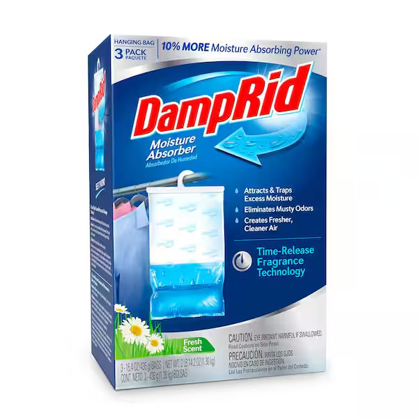 3 PACK - DampRid High Capacity Moisture Absorber Hanging Bag 15.4 oz