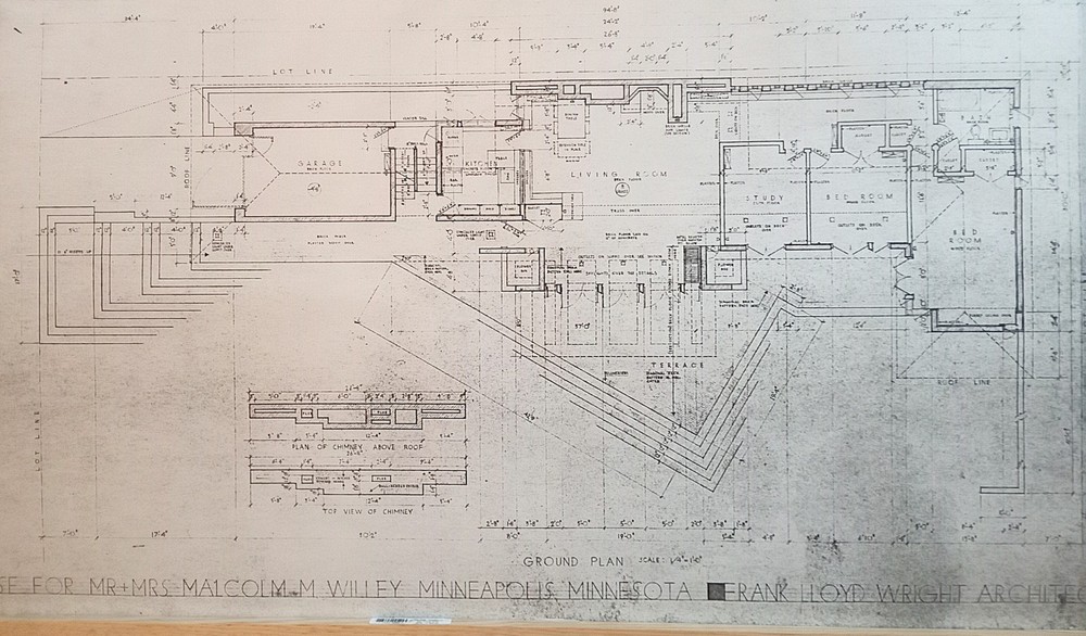 FRANK LLOYD WRIGHT: PLANS FOR MALCOM WILLEY RESIDENCE, SCHEME II, 1938
