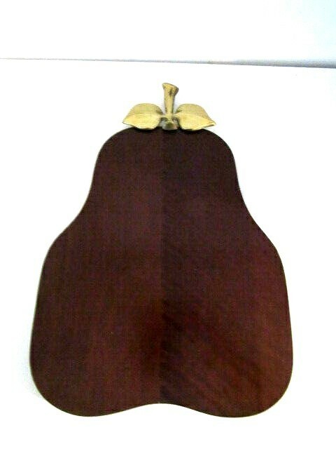 Solid Wood Pear Shaped Cutting Board With Brass