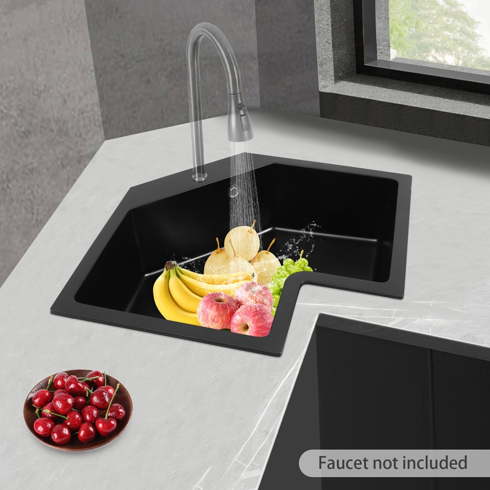 Modern Flushmount Corner Kitchen Sink, Undermount Irregular Corner Kitchen Sink